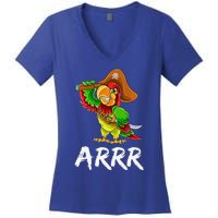 Funny Pirate Parrot With Sabre Halloween Costume Premium Women's V-Neck T-Shirt