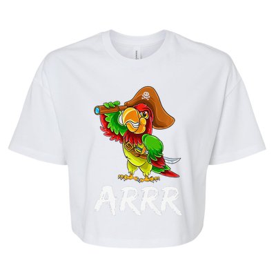 Funny Pirate Parrot With Sabre Halloween Costume Premium Bella+Canvas Jersey Crop Tee