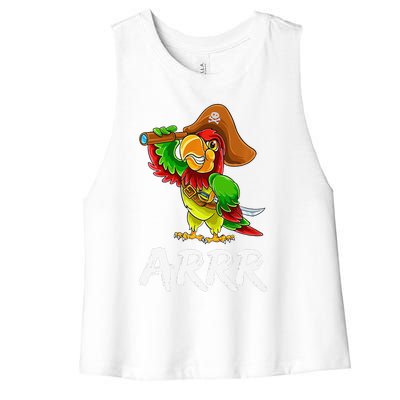 Funny Pirate Parrot With Sabre Halloween Costume Premium Women's Racerback Cropped Tank