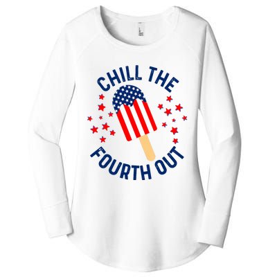 Funny Patriotic Popsicle American Flag Chill The Fourth Out Women's Perfect Tri Tunic Long Sleeve Shirt