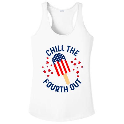 Funny Patriotic Popsicle American Flag Chill The Fourth Out Ladies PosiCharge Competitor Racerback Tank