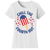 Funny Patriotic Popsicle American Flag Chill The Fourth Out Women's T-Shirt