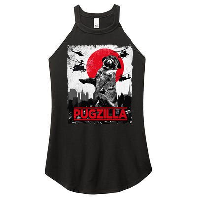 Funny Pugzilla Pug Dog Women’s Perfect Tri Rocker Tank