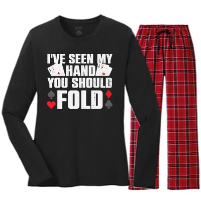 Funny Poker Player Art Gambler Casino Lover Women's Long Sleeve Flannel Pajama Set 