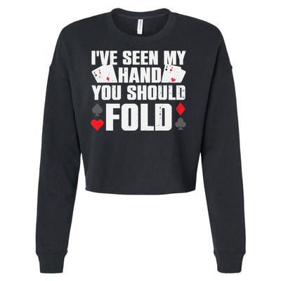 Funny Poker Player Art Gambler Casino Lover Cropped Pullover Crew