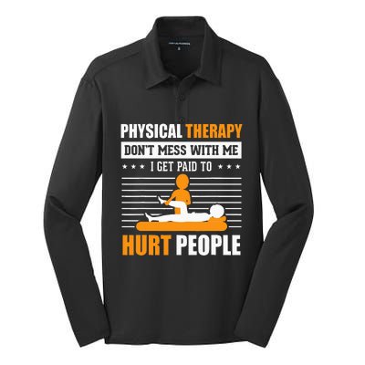 Funny PT Physical Therapy Gift Therapist Month Silk Touch Performance Long Sleeve Polo