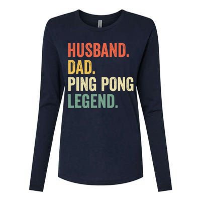 Funny Ping Pong Husband Dad Table Tennis Legend Vintage Womens Cotton Relaxed Long Sleeve T-Shirt