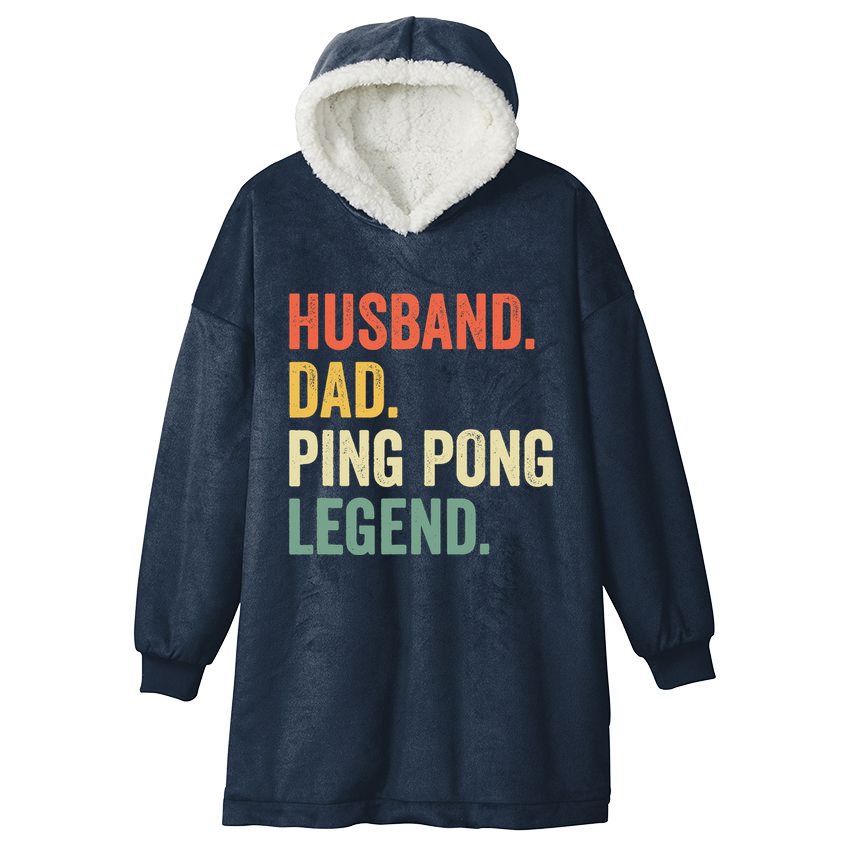 Funny Ping Pong Husband Dad Table Tennis Legend Vintage Hooded Wearable Blanket