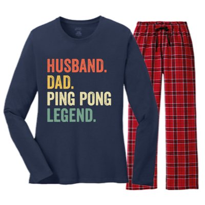 Funny Ping Pong Husband Dad Table Tennis Legend Vintage Women's Long Sleeve Flannel Pajama Set 