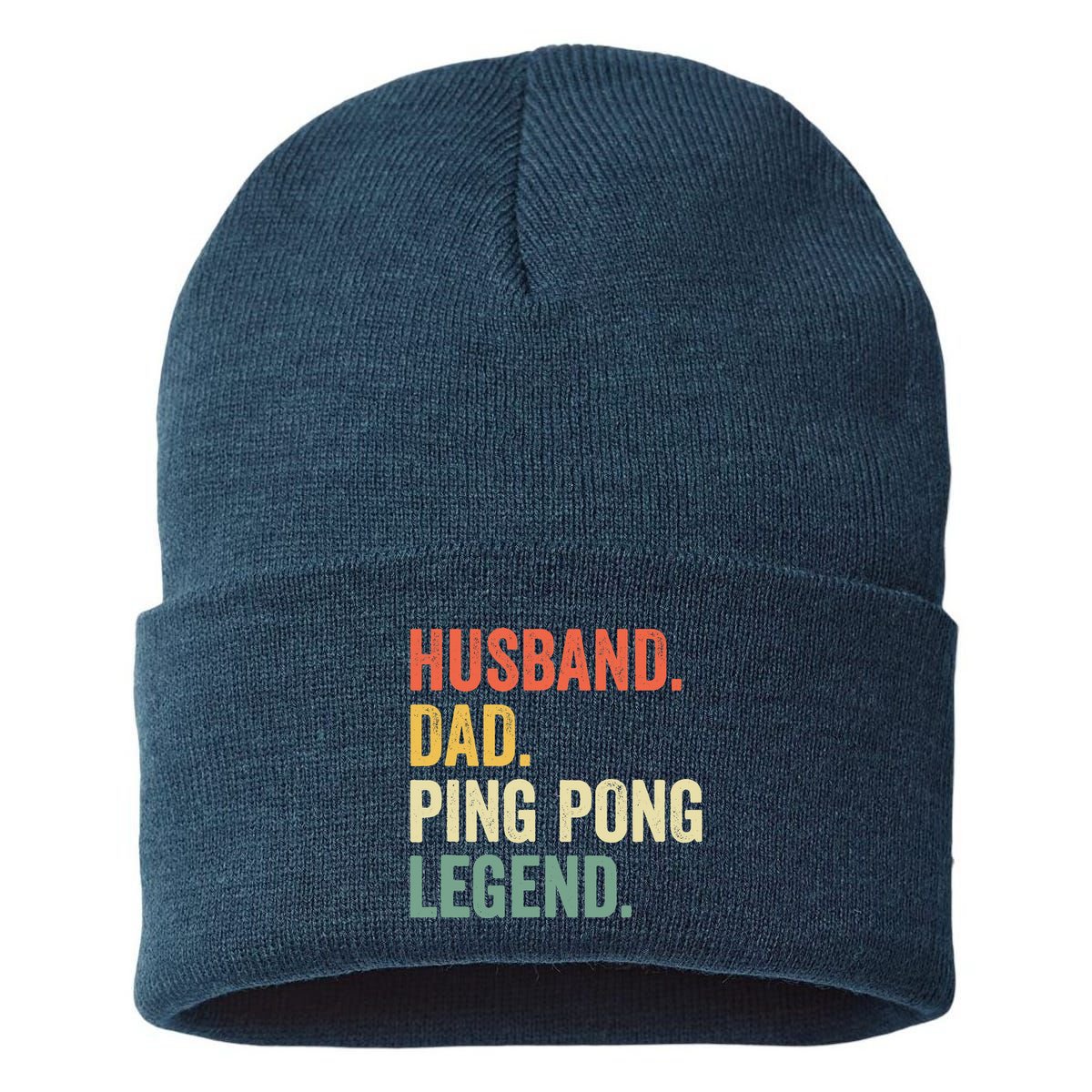 Funny Ping Pong Husband Dad Table Tennis Legend Vintage Sustainable Knit Beanie