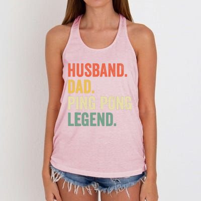 Funny Ping Pong Husband Dad Table Tennis Legend Vintage Women's Knotted Racerback Tank