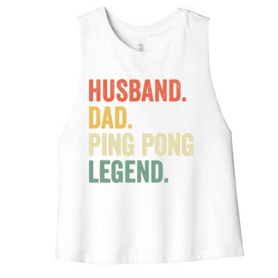 Funny Ping Pong Husband Dad Table Tennis Legend Vintage Women's Racerback Cropped Tank