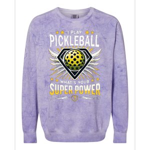 Funny Pickleball Paddleball Superpower Colorblast Crewneck Sweatshirt