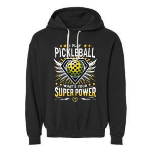 Funny Pickleball Paddleball Superpower Garment-Dyed Fleece Hoodie