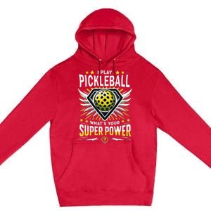 Funny Pickleball Paddleball Superpower Premium Pullover Hoodie