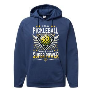 Funny Pickleball Paddleball Superpower Performance Fleece Hoodie