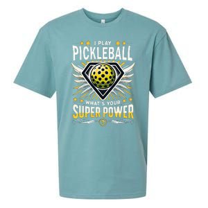 Funny Pickleball Paddleball Superpower Sueded Cloud Jersey T-Shirt