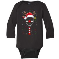 Funny Pickleball Player Christmas Holiday Reindeer Xmas Baby Long Sleeve Bodysuit