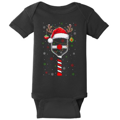 Funny Pickleball Player Christmas Holiday Reindeer Xmas Baby Bodysuit