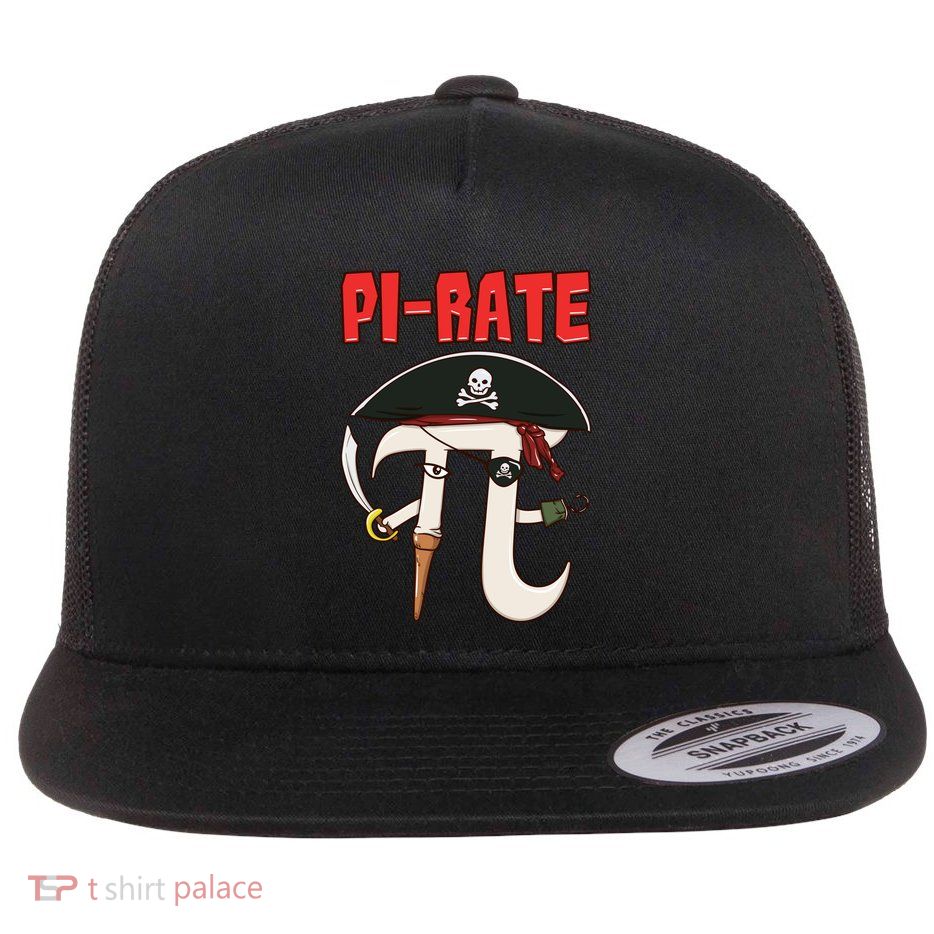 Funny Pirate Pi Day 3 14 Symbol Math Pirate Joke Gift Flat Bill Trucker Hat