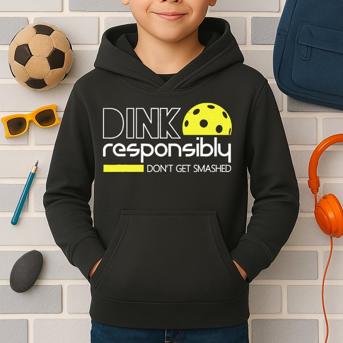 Funny Pickleball Player Dink Responsibly Don't Get Smashed Kids Hoodie