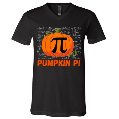 Funny Pumpkin Pie Math Pumpkin Pi Funny Halloween Costume V-Neck T-Shirt