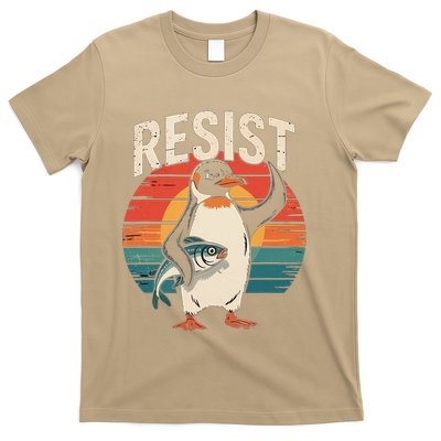 Funny Penguin Protest Resist Tariffs Retro Activist Art T-Shirt