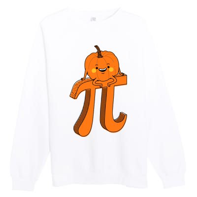 Funny Pumpkin Pie Math Teacher Halloween Thankgiving Pi Day Premium Crewneck Sweatshirt