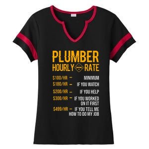 Funny Plumber Plumber Hourly Rate Plumber Ladies Halftime Notch Neck Tee