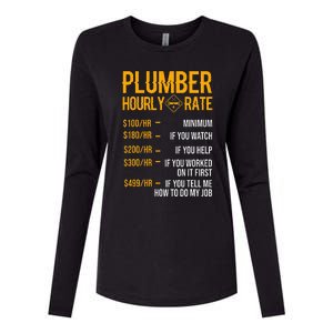 Funny Plumber Plumber Hourly Rate Plumber Womens Cotton Relaxed Long Sleeve T-Shirt