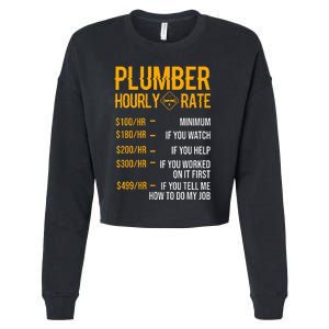 Funny Plumber Plumber Hourly Rate Plumber Cropped Pullover Crew