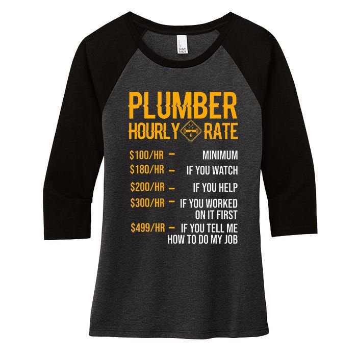 Funny Plumber Plumber Hourly Rate Plumber Women's Tri-Blend 3/4-Sleeve Raglan Shirt