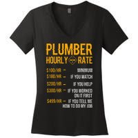 Funny Plumber Plumber Hourly Rate Plumber Women's V-Neck T-Shirt