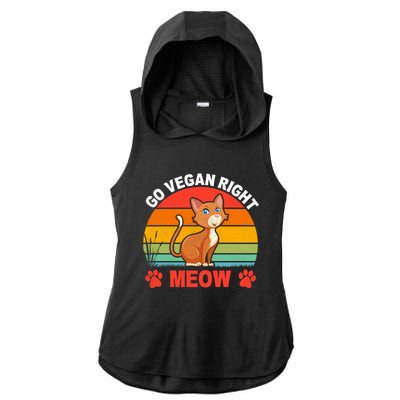 For Plant Powered Vegan Vegetarian Go Vegan Right Meow Gift Ladies PosiCharge Tri-Blend Wicking Draft Hoodie Tank