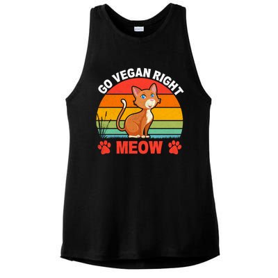 For Plant Powered Vegan Vegetarian Go Vegan Right Meow Gift Ladies PosiCharge Tri-Blend Wicking Tank