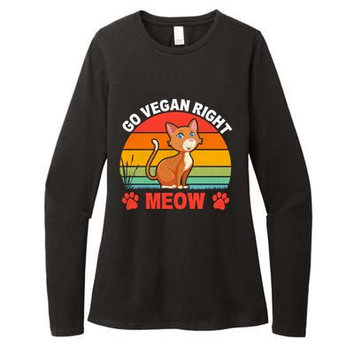 For Plant Powered Vegan Vegetarian Go Vegan Right Meow Gift Womens CVC Long Sleeve Shirt