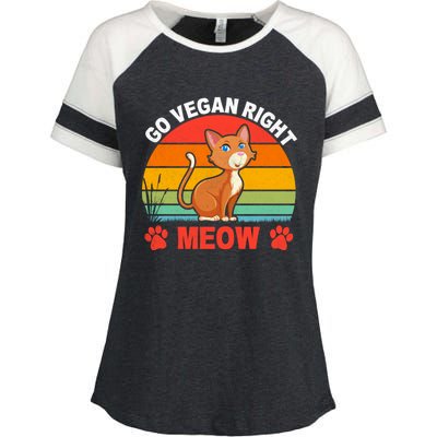 For Plant Powered Vegan Vegetarian Go Vegan Right Meow Gift Enza Ladies Jersey Colorblock Tee