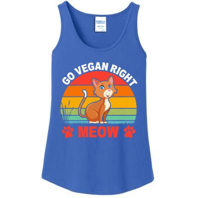 For Plant Powered Vegan Vegetarian Go Vegan Right Meow Gift Ladies Essential Tank