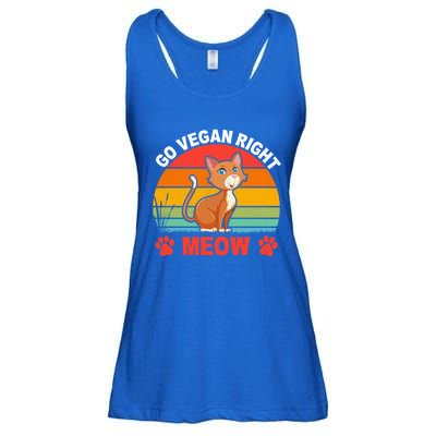 For Plant Powered Vegan Vegetarian Go Vegan Right Meow Gift Ladies Essential Flowy Tank