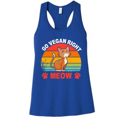 For Plant Powered Vegan Vegetarian Go Vegan Right Meow Gift Women's Racerback Tank