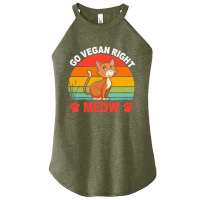 For Plant Powered Vegan Vegetarian Go Vegan Right Meow Gift Women's Perfect Tri Rocker Tank