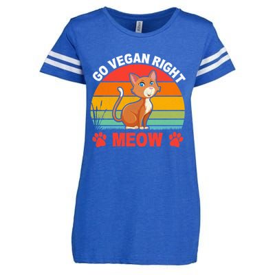 For Plant Powered Vegan Vegetarian Go Vegan Right Meow Gift Enza Ladies Jersey Football T-Shirt