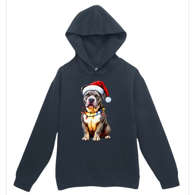 Funny Pitbull Pittie Santa Dog Lover Xmas Christmas Lights Urban Pullover Hoodie