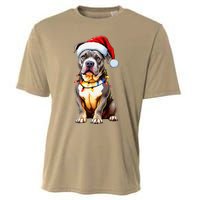 Funny Pitbull Pittie Santa Dog Lover Xmas Christmas Lights Cooling Performance Crew T-Shirt