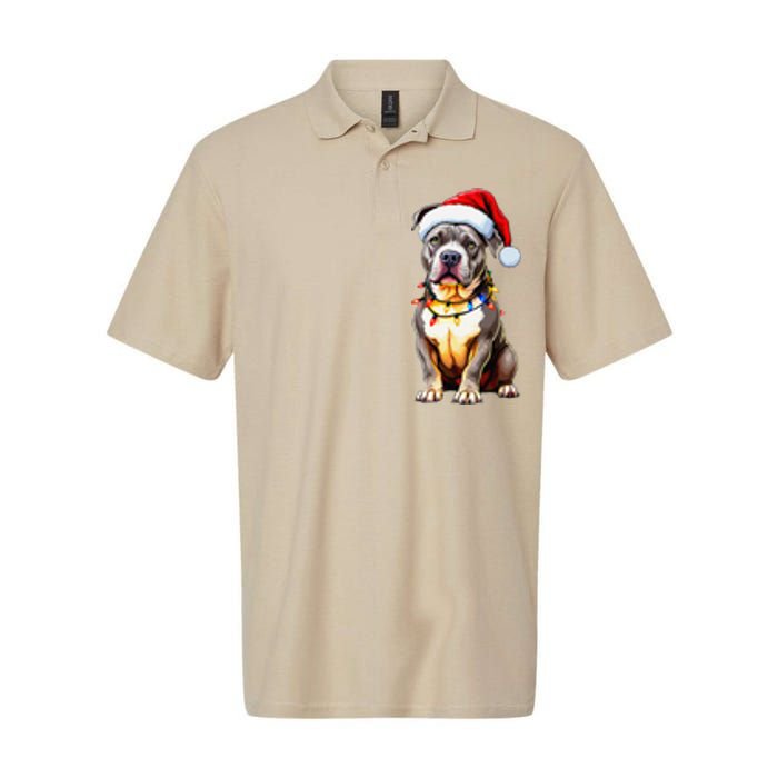 Funny Pitbull Pittie Santa Dog Lover Xmas Christmas Lights Softstyle Adult Sport Polo