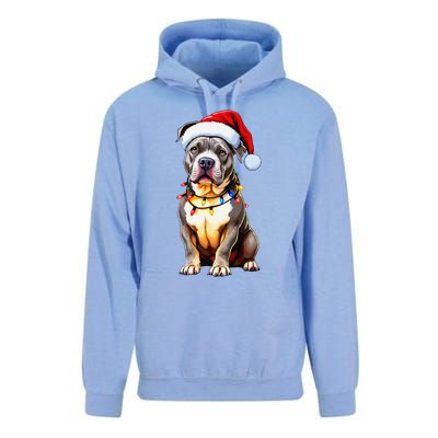 Funny Pitbull Pittie Santa Dog Lover Xmas Christmas Lights Unisex Surf Hoodie