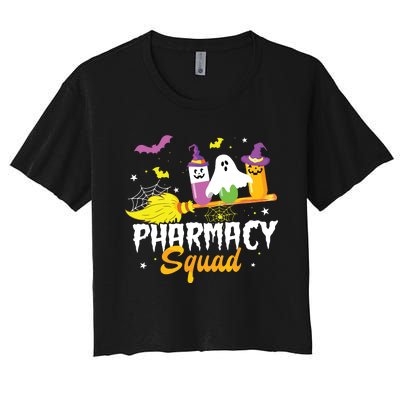 Funny Pills Pharmacy Squad Pharmacist Technician Halloween Women's Crop Top Tee