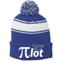 Future Pilot Pi Day Gift Pilot In Progress Airplane Lover Meaningful Gift Stripe Pom Pom Beanie