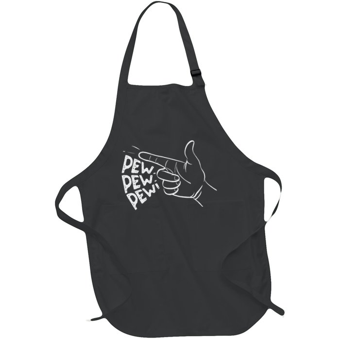 Funny Pew Pew Pew Pretend Hand Gun Noise Full-Length Apron With Pockets