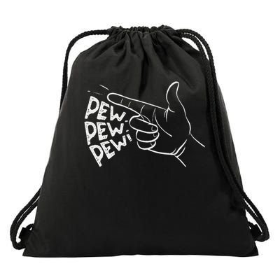 Funny Pew Pew Pew Pretend Hand Gun Noise Drawstring Bag